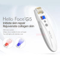 Hello Face EMS Titanium Derma Roller 540 Agujas Rejuvenecimiento Colágeno Micro Corriente Vibración LED Con 2 Cabezales De Rodillo - details 1