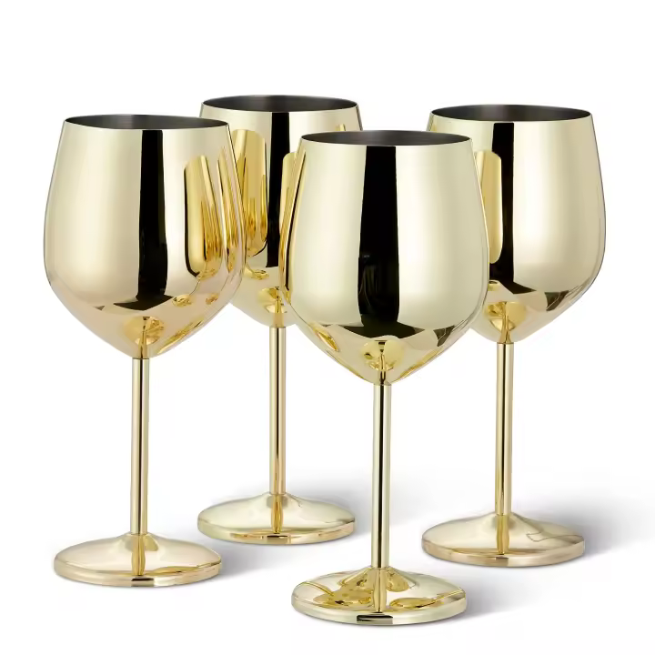 Copas de vino de Maple inoxidable-Doradas-resistentes and irrombibles-set de regalo - 1
