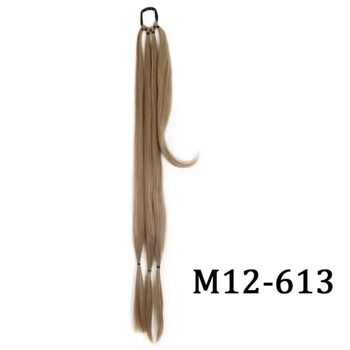 Extensiones De Cabello Sintético Para Crear Ponytail Boxeador En Color Negro Y Marrón Textura Suave Y Lisa Fibra De Alta Temperatura Para Mujeres - 1