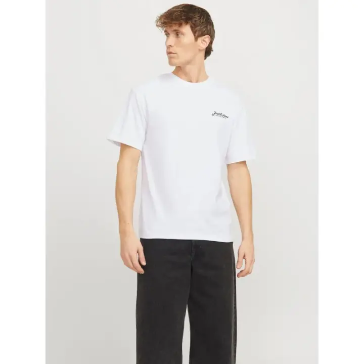 Jack&Jones - Camiseta Hombre - Manga Corta con Logo - Blanco - Corte Relaxed - 1