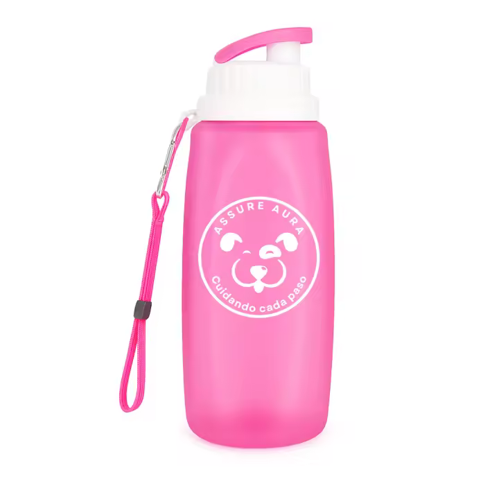 Botella Pipi Perros Calle 320 ml de Silicona – Accesorio Portátil para Limpiar Pipí de Perros – Botella de Agua para Perros con Mosquetón y Cuerda Ajustable – Botella para Sacar al Perro a la Calle - Assure Aura Marca Española. - 1