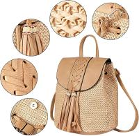 Mochila de paja para Mujer, Bolso de Playa vestido a mano de Verano, Bolso Escolar, mochila de viaje, de moda Bohemio - details 1