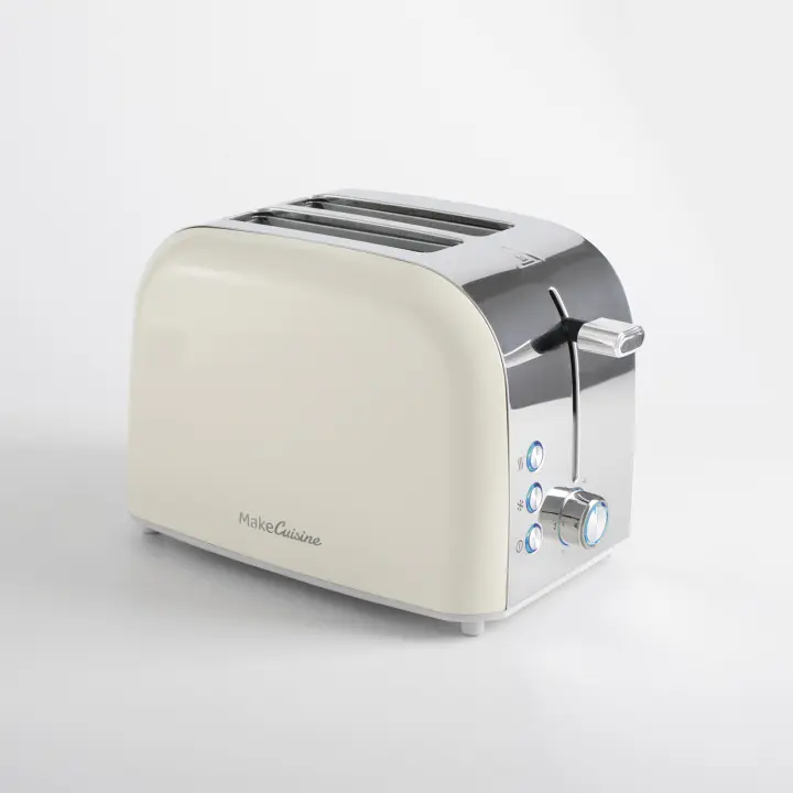 MakeCuisine - Tostador de diseño vintage Loft Inspire Collection. 2 ranuras de ancho XL. 900W. Función Descongelar/Recalentar/Cancelar. Accesorio para Bollería. Acero inox. Control regulable de tostado Indicador LED - 1