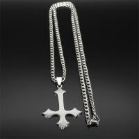 Collar De Acero Inoxidable Con Cruz Inversa Para Hombres Collar De Moda Punk Hip Hop Negro Adecuado Para Fiestas Aniversarios Regalos - details 4