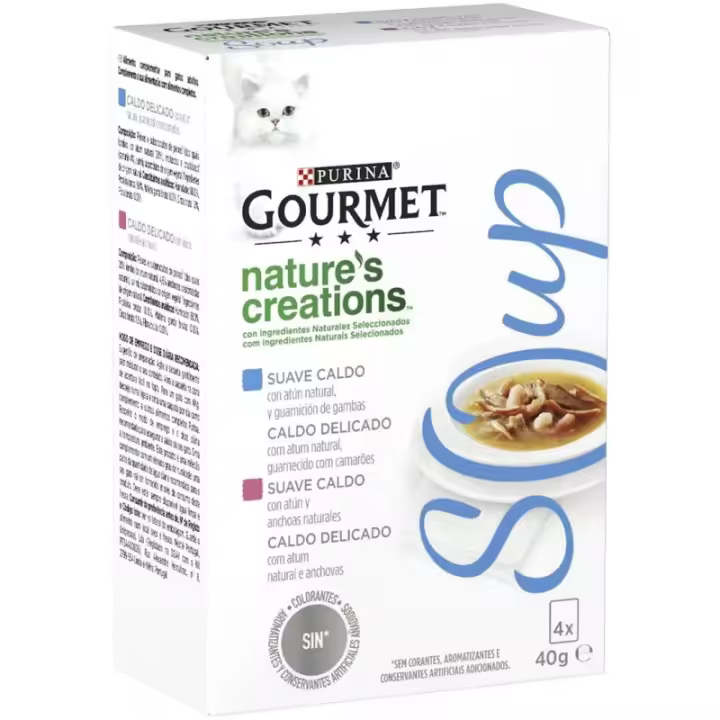 Purina Gourmet Soup Atun 10 Pack (4 Sobres X 40gr) - Variedades Exquisitas para Gatos - 1