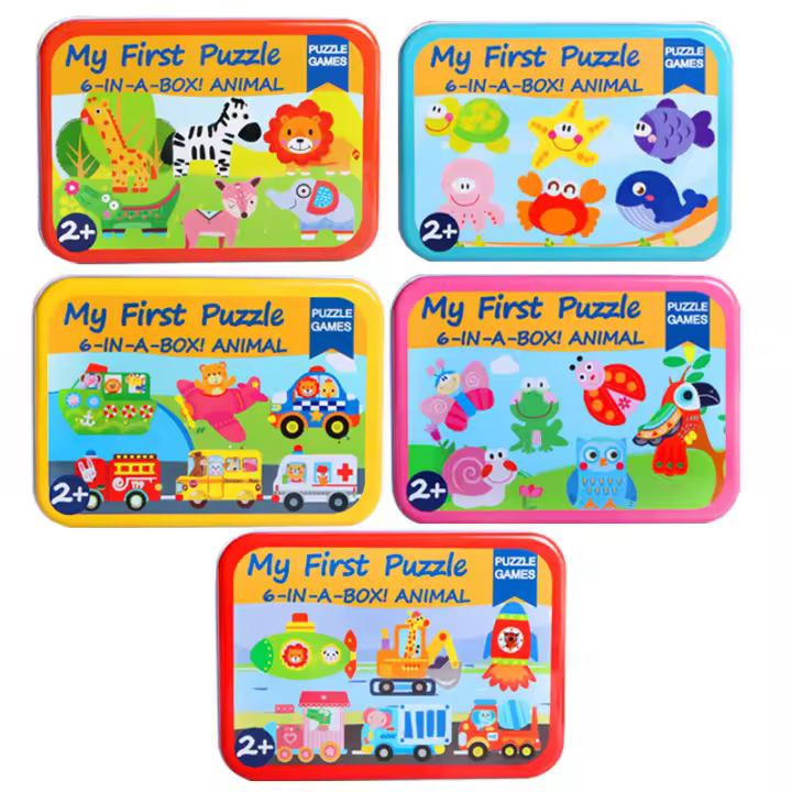 Puzzle De Madera 3D Para Bebés Y Niños Juguete Educativo De Ilustraciones Animales Y Oceanos Estilo Cartoon Enseñanza Cognitiva - 1