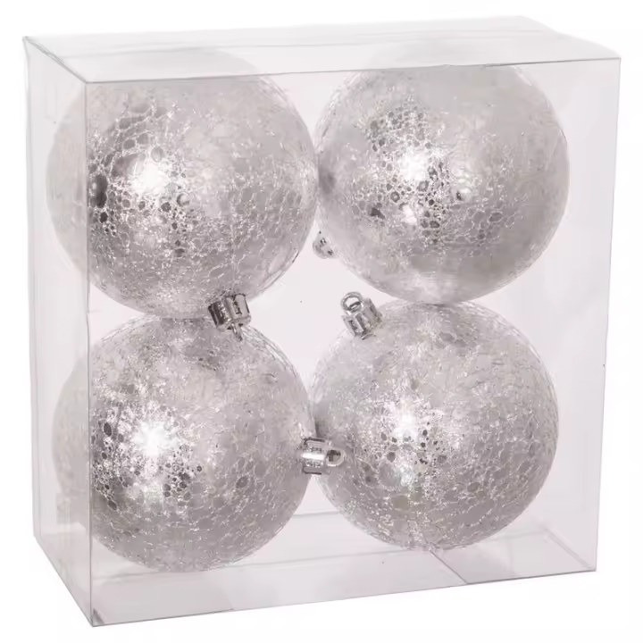 Gerimport - Set 4 Bolas Navidad Plateadas 8 Cm - Decoración Navideña Elegante - 1
