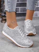 Zapatos De Mujer De Primavera Con Lentejuelas Bling Y Diseño Fashion Punta Redonda Antideslizantes Confortables Para Exterior Suela Gruesa - details 6