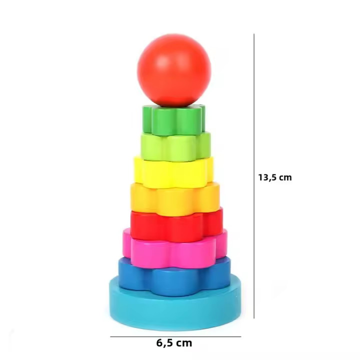 Juguetes De Madera Montessori Para Niños Torre Arcoíris De Bloques De Construcción Educativos Tempranos Para Bebés Regalo Para Niños - 1