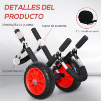 HOMCOM Carrito de Tablas de Surf Carrito de Transporte Plegable con 2 Ruedas Carga 45 kg y Marco de Aluminio para Tablas de Surf con Espesor Inferior a 12,5 cm 64x55x38,5 cm Negro y Rojo - details 5