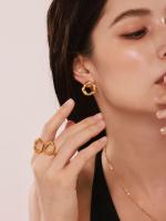 Vintage único Anillo Redondo Patrón de Textura fundidas detalle de las mujeres de Oro de Textura temperamento joyería impermeable de regalo - details 6