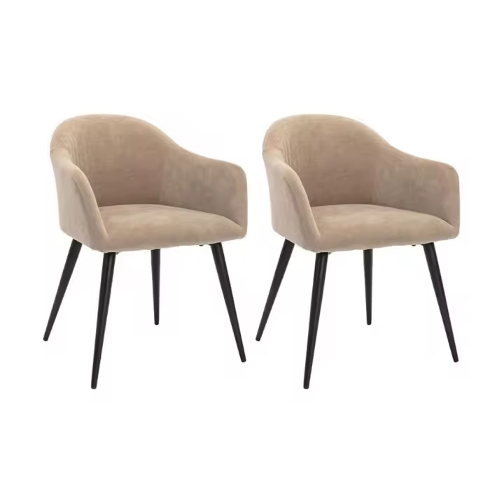 Vente-unique - Juego de 2 sillas BIBO - con brazos - Metal con acabado aterciopelado - Beige - 1