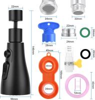 Caño giratorio de 360 °, grifo de fregadero de cocina FM22 M24, rociador de accesorio de grifo con 3 modos, aireador de cabezal Bubbler de repuesto, G1/2 - details 1