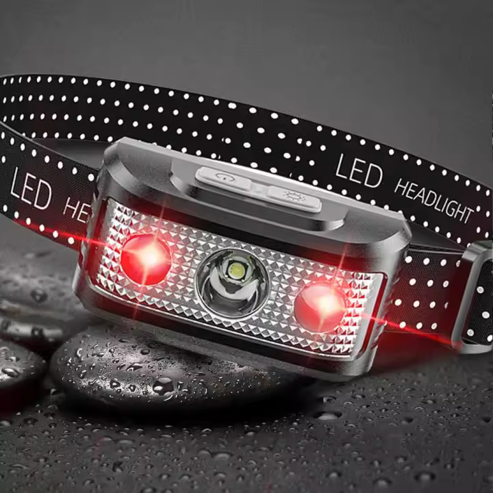 Linterna Frontal LED Roja Recargable USB Potente Con Batería Integrada Impermeable 5 Modos Lámpara De Cabeza Portátil - 1
