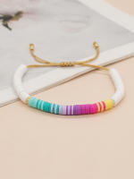 Pulsera Bohemia Colorida De Verano Heishi Para Playa Joyería De Moda Amuleto De Amistad Para Ella Hecho De Arcilla Sin Metal - details 4
