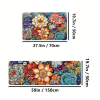 Carpetas Antideslizantes Para Cocina De Tamaño Grande Absorbentes Y Máquina Lavables Con Patrón Floral Alfombrilla De Piso - details 0
