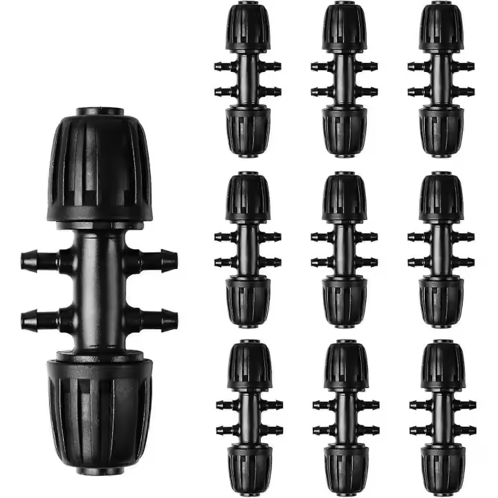 Conector de manguera de riego para jardín, para manguera de riego de 1/2 a 1/4 de pulgada, accesorio de riego de 6 vías, color negro - 1