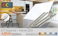 LED ATOMANT Kit Panel LED 60x60cm CCT 48W 5000 lúmenes con soporte de superficie blanco incluido, CCT (Selector de Color Blanco Calido, Neutro y Frio), ideal para oficinas, cocinas, comercios o pasillos, instalación en techo sin necesidad de empotrar - details 0