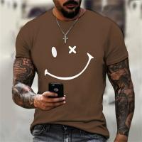 Camiseta Hombre Divertida Con Rostro Sonriente Moda Verano 2023 Estilo Casual Manga Corta Impresión 3D Suelta Para Compras - details 3