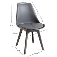 Silla BOREAL Asiento Acolchado Piel Sintética y Patas Color Gris Oscuro 48x43x82cm Comedor Oficina Salón Teletrabajo Cocina – SpazioLuzio - details 0