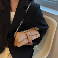 Bolso De Hombro PU Cuero Pequeño Para Mujer Color Sólido Con Cadena Vintage Lujo Monedero Bandolera De Moda Para Dama - details 8