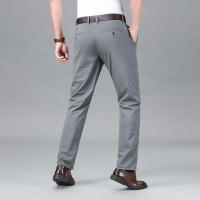 Pantalones Casuales De Seda Para Hombre Primavera/Verano Cintura Media Pierna Larga Y Recta Cómodos Y Transpirables Con Bolsillos - details 17