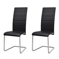 vidaXL Sillas de comedor voladizas 2 unidades cuero sintético en color Negro/Blanco | cómodas modernas ergonómicas para comedor cocina salón hogar - details 0