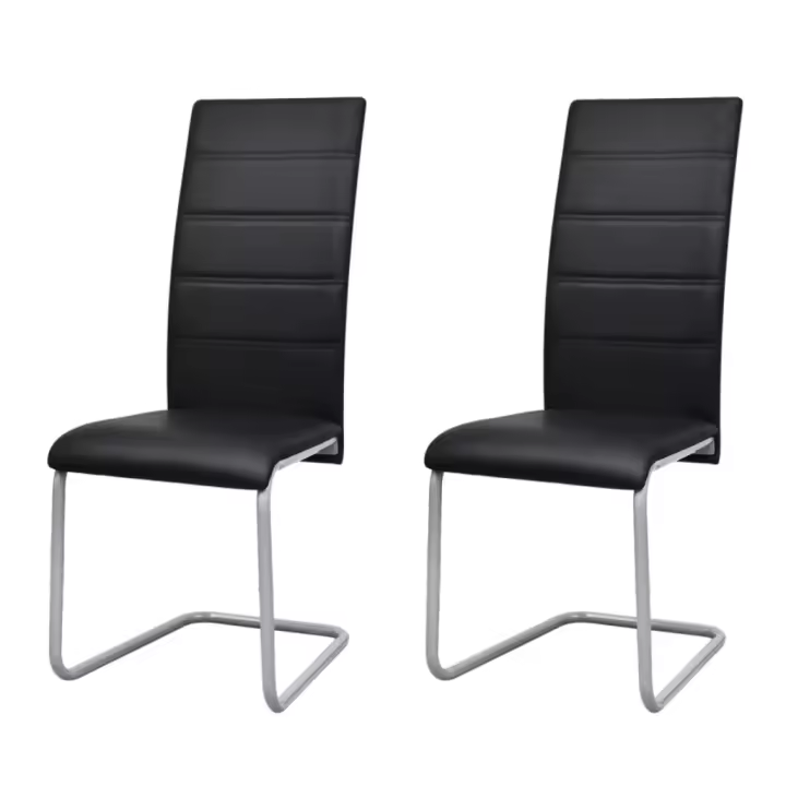 vidaXL Sillas de comedor voladizas 2 unidades cuero sintético en color Negro/Blanco | cómodas modernas ergonómicas para comedor cocina salón hogar - 1