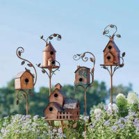 Palo De Casa De Pájaros Para Jardín Metálico Arte De Hierro Alimentador De Aves Casa De Pájaros Para Exterior Decoración De Jardín Y Courtyard - details 1