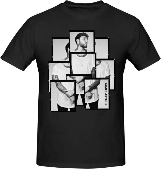 Camiseta de James Music para hombre, camisa de manga corta con cuello redondo, informal, estampada, color negro - 1