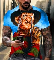 Camiseta De Verano Con Estampado 3D De Freddie Kruger Horror Película Callejera Corta Manga Moda Deportiva Top Casual Para Hombre - details 4