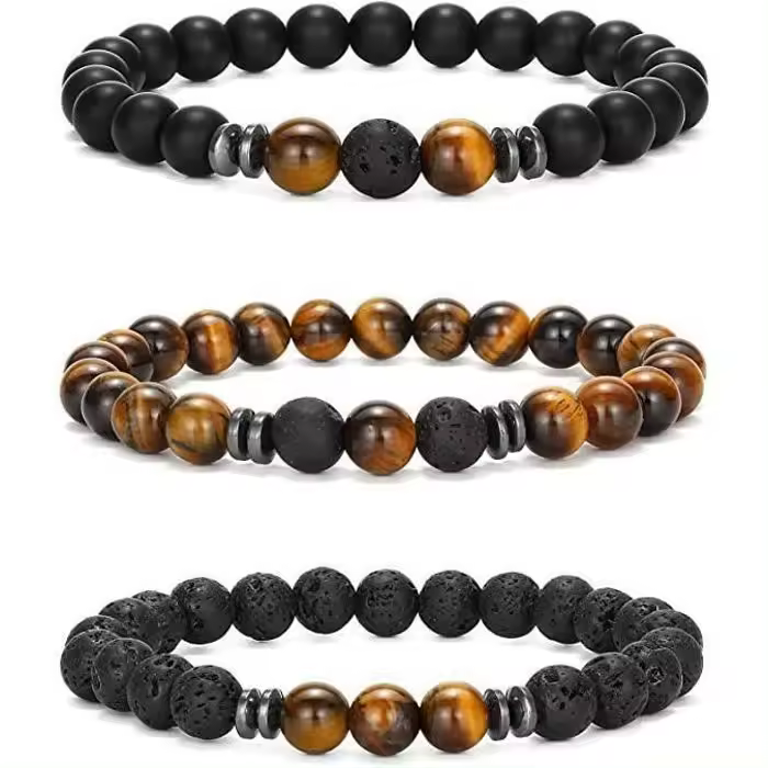 Pulsera de 3 piezas para hombre y Mujer-Pulsera de Piedra natural - Pulsera de moda - 1