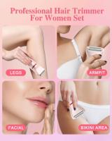 Recortadora de bikini 3 en 1 para mujer, afeitadora eléctrica para cabello público, recortadora de vello corporal recargable, kit de extracción desmontable portátil, lPX7 impermeable ligero con - details 2