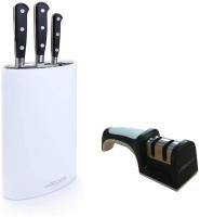 Arcos Set Cuchillos Cocina Arcos y afilador Arcos Cuchillo Santoku  Cuchillos arcos Profesional  5 Piezas  Cuchillo Carne Cuchillo japones  Cuchillo cebollero  Acero Inoxidable Nitrum - details 0