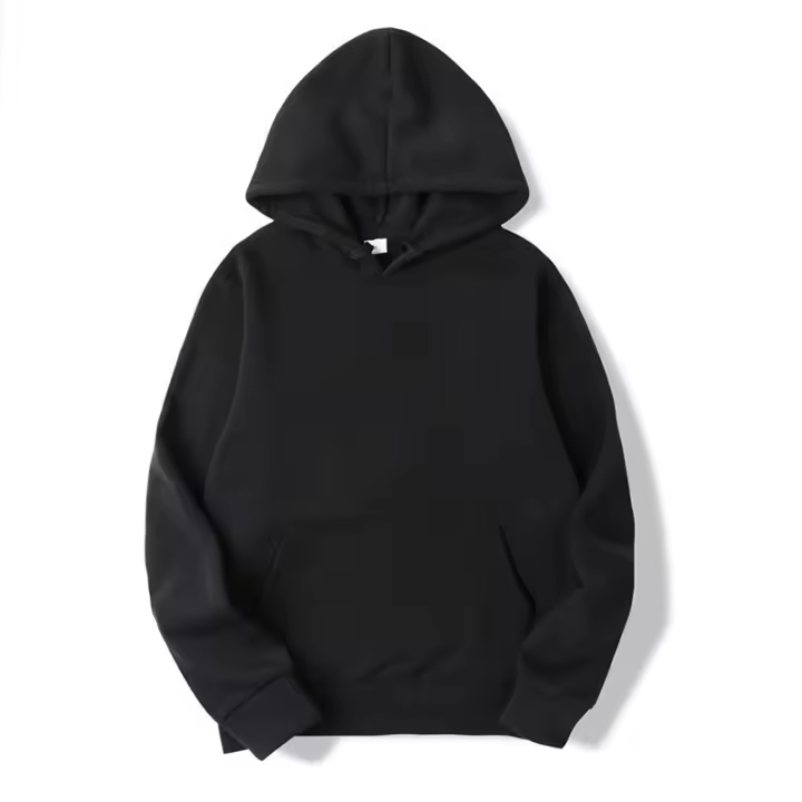  Sudadera De Capucha Negra Unisex Otoño Manga Larga Casual Con Bolsillos Deportiva Suelta Para Hombres Y Mujeres - 1