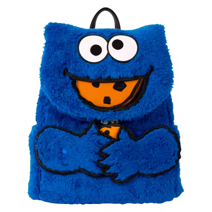 LOUNGEFLY Mochila Triki Cookie Monster Sesame Street Barrio Sésamo con monedero   Backpack mujer - 1
