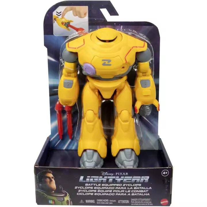 MATTEL - Disney y Pixar - Lightyear - Figura de acción y accesorios - juguete robot Zyclops equipado con batalla con proyectiles, acción de explosión y expulsión - Recomendado para mayores de 4 años. - 1