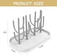 Estante para Secar Biberones de Bebés - Secador Desmontable con Portabotellas para Tetinas de Vidrio (Gris) - details 1