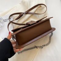 Bolso De Hombro PU Cuero Pequeño Para Mujer Color Sólido Con Cadena Vintage Lujo Monedero Bandolera De Moda Para Dama - details 21