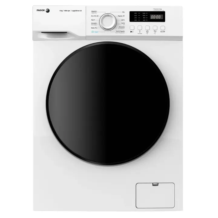 Lavadora FAGOR 3FE-9714 de 9Kg Clase A y 1400Rpm  | Blanco, Lavado rápido, 12 programas, Motor Estándar, Ojo de buey 30 cm - 1