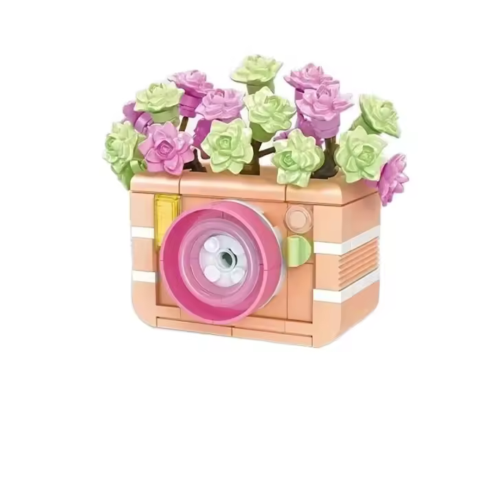 Bloques De Construcción De Cámara Con Flores Eternas Juguetes Creativos Para El Hogar Modelo De Suculentas En Maceta Regalos De Cumpleaños Para Niños - 1