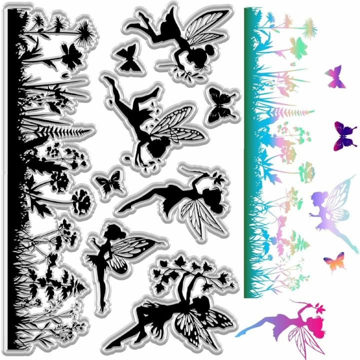 Sello De Silicona Transparente Fairy Elf Angel Dandelion Weed Plant Butterfly Halloween Reutilizable Para Artesanía Y Decoração