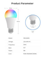 Bombilla LED Zemismart Matter over WiFi 9W Dimmable RGBCW Con Control Siri Alexa Google Home Smartthings Aplicación E27 Base - details 9