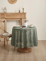 Mantel Redondo De Encaje Verde Para Bodas Y Fiestas Al Aire Libre Fácil De Transportar Y Decorar Material De Poliéster Mantel De Mesa Para Uso Doméstico Y Eventos - details 9