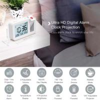 Reloj De Alarma Digital Proyectable Recargable LED USB Para Oficina Y Dormitorio Estilo Moderno Con Calendario Para Mesita De Noche - details 0