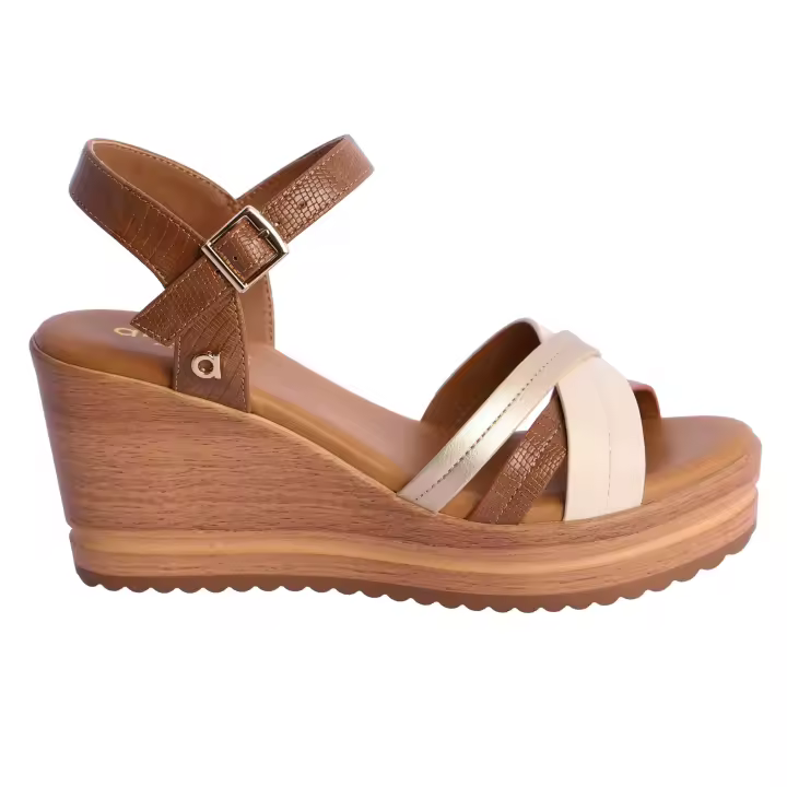Sandalias de cuña pintada para mujer Amichi Carmela en piel sintética - 1