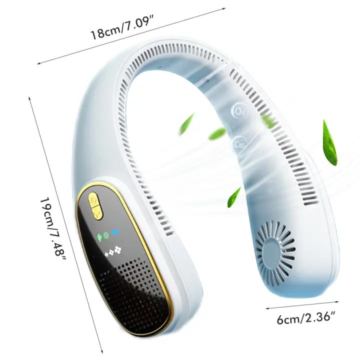 HY Ventilador de Cuello portáthil, Manos gratis, USB, recargable, sin Aspas, ventilador Personal Silencioso y portáthil PARA EL Aire Libre, Viajes de Oficina - 1