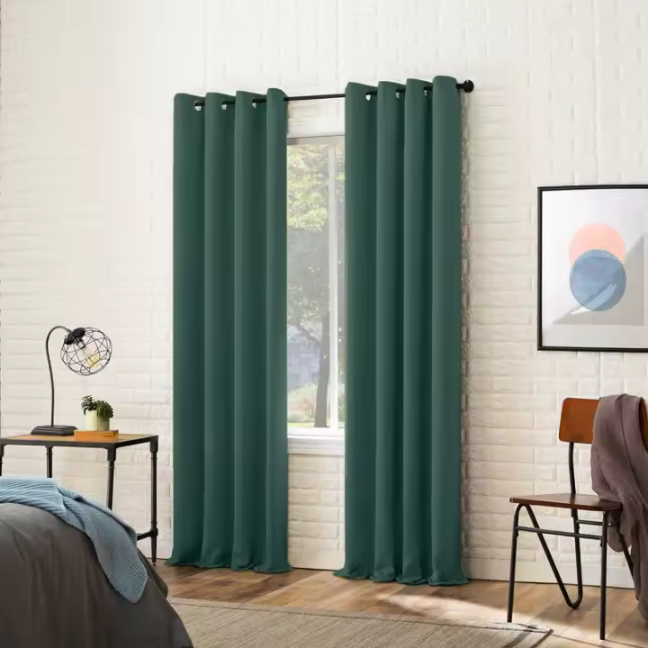 2 Panel/Set Cortinas Negras Con Ojales Aislantes Térmicas Y Reducción De Ruido Bloqueo De Luz Modernas De Poliéster 100% - 1