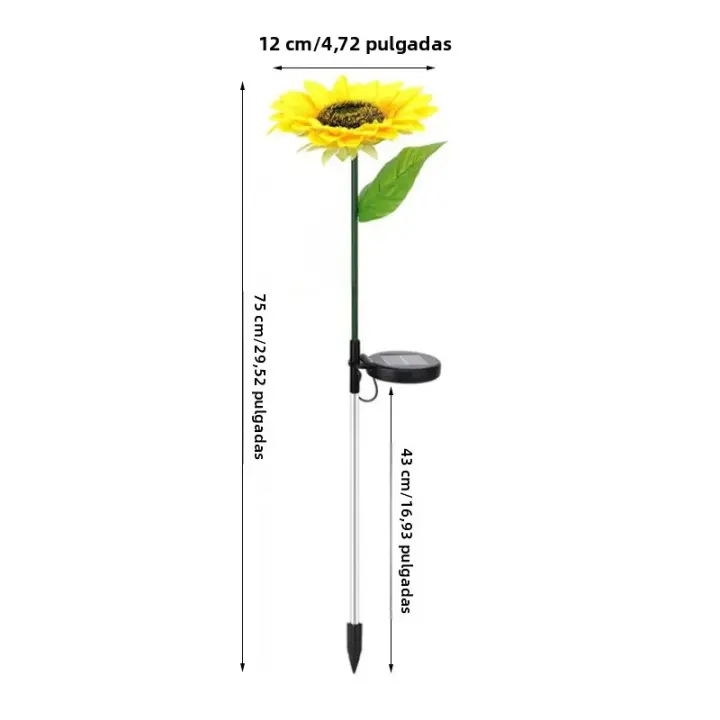 3/1-Head Artificial Girasol Solar Con Luz LED Para Jardín Instalación Por Montaje No Incluye Bombillas Decoración Para Villa Courtyard Halloween Navidad Y Año Nuevo - 1