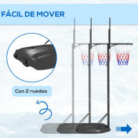 SPORTNOW Canasta de Baloncesto con Altura Ajustable 216-277 cm Aro de Baloncesto para Exterior con Ruedas y Base Rellenable para Adolescentes y Adultos Negro - details 3